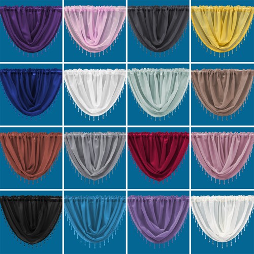 Plain beaded voile swags - beaded,