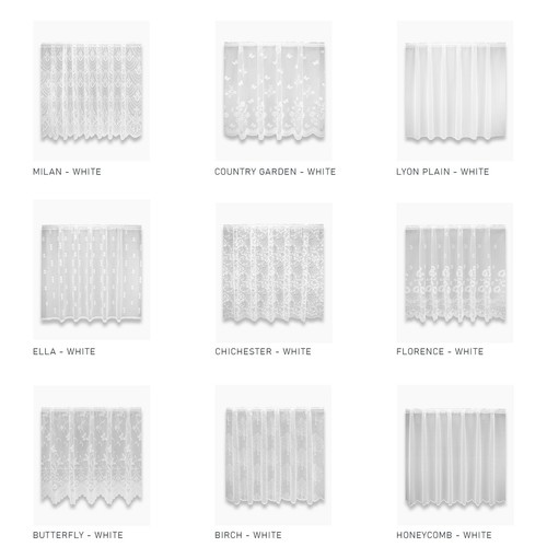 Premium net curtain white lace - white,